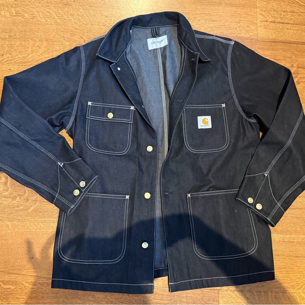 Carhartt WIP OG Chore Coat Jacket Denim Sz M Contrast Stitching